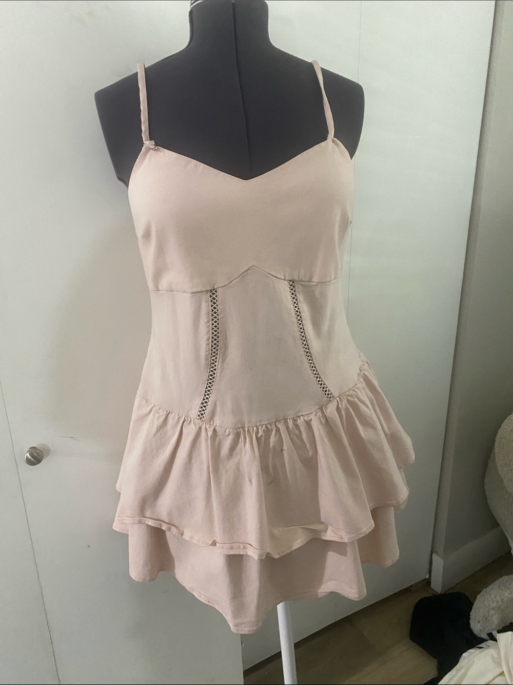 Madden NYC Blush Pink Spaghetti Strap Mini Dress